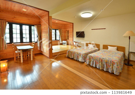 充滿木頭溫暖感的日西合璧的房間,明亮舒適的房間 充滿木頭溫暖感的日西合璧的房間,明亮舒適的房間 113981649