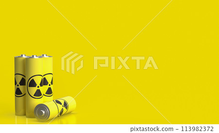 The nuclear battery text on Chinese flag for technology concept 3d rendering. 113982372