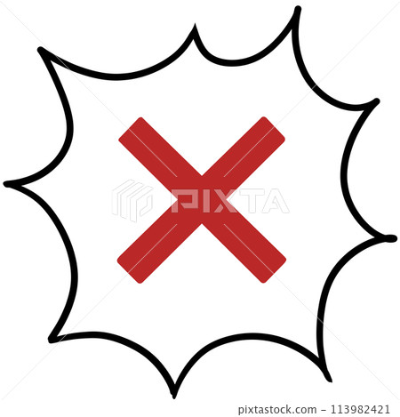 Speech bubble (X, red, no lines, jagged) 113982421