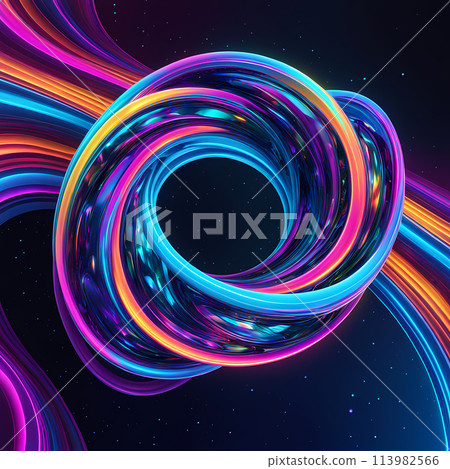 Liquid rainbow space illustration holographic 3D abstract shapes wallpaper 113982566