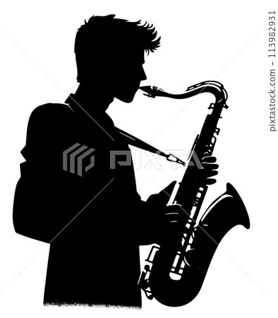 Saxophone player silhouette Saxophone player silhouette 113982931