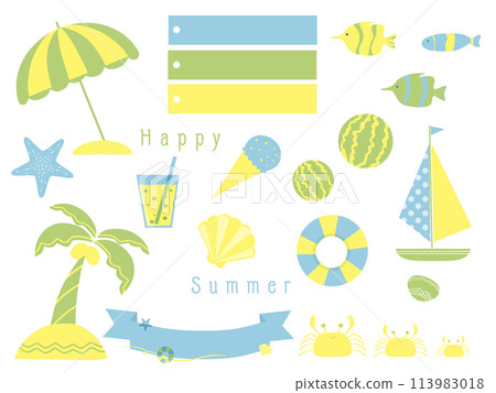Illustration of a cute set of summer Illustration of a cute set of summer 113983018