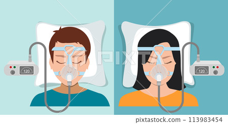 People with the oxygen mask fitted over a head. People with the oxygen mask fitted over a head. 113983454