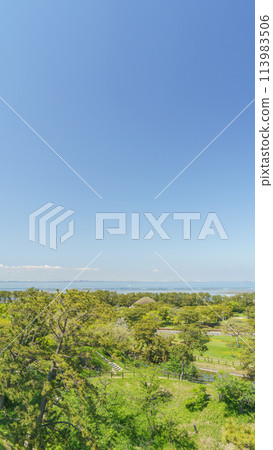 [Futtsu City, Chiba Prefecture] View from Nakanoshima Observation Tower in Chiba Prefectural Futtsu Park (towards the outdoor theater) 113983506