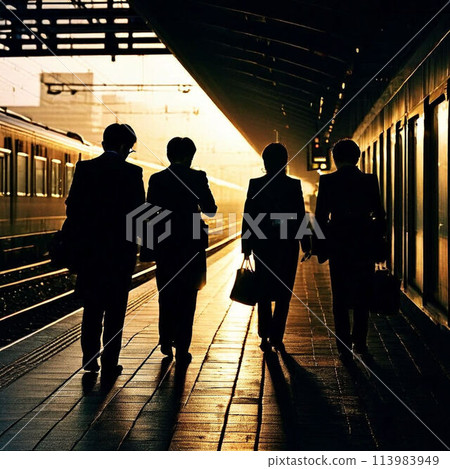 Commuting scene of a businessman - Stock Illustration [113983949] - PIXTA