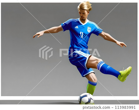 Soccer player taking a shot 113983991