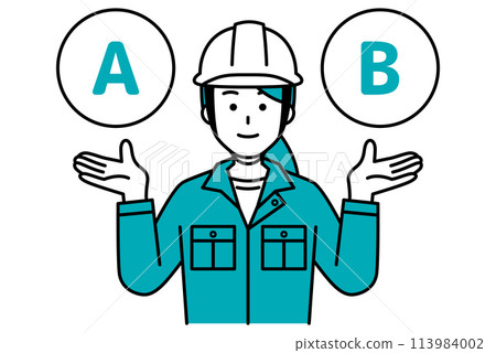 A female worker suggests options A and B 113984002