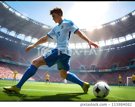 A man playing soccer A man playing soccer 113984082
