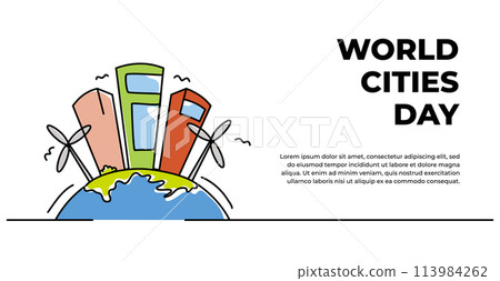 Earth care vector illustration. The design concept takes care of the earth. Modern flat in continuous line style. 113984262