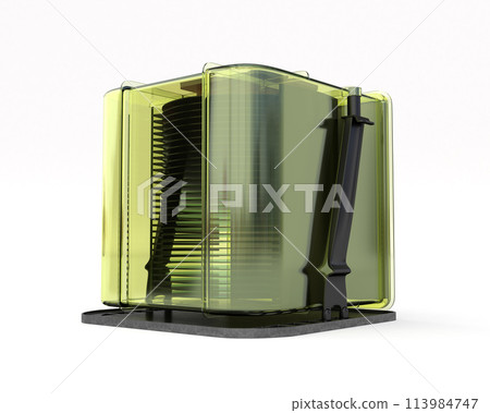 在白色背景上儲存半導體晶圓的 FOUP 影像 113984747