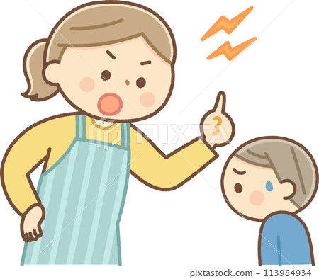 一位母親責罵她的孩子的插圖 113984934