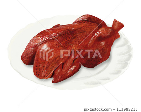 Roast chicken (whole chicken) with plate 113985213