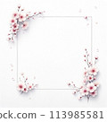 白色背景上的粉紅色梅花框架 [AI 圖像] 113985581