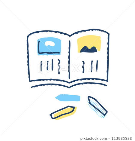 Summer vacation picture diary and crayons 113985588