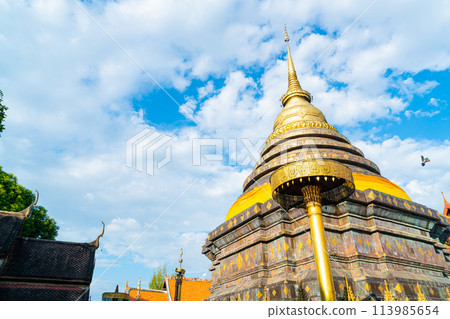beautiful architecture at Pra That Lampang Luang in Thailand 113985654