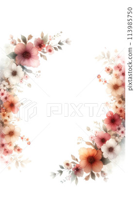 框架與粉紅色的花朵[AI圖像] 113985750