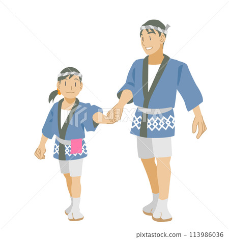 父母和孩子穿著法衣前往節日的插圖 113986036