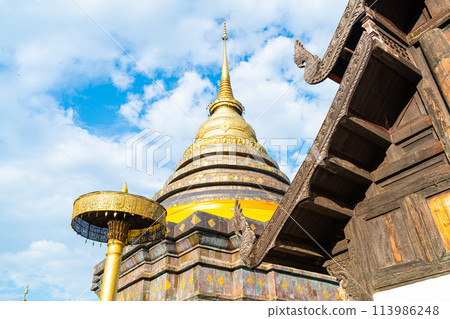beautiful architecture at Pra That Lampang Luang in Thailand 113986248
