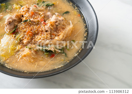 Sukiyaki Soup with Pork in Thai Style 113986312