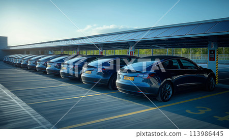Solar panel roof parking lot 113986445