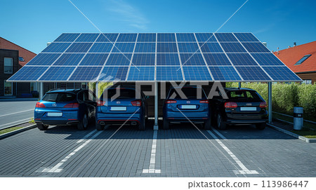 Solar panel roof parking lot Solar panel roof parking lot 113986447