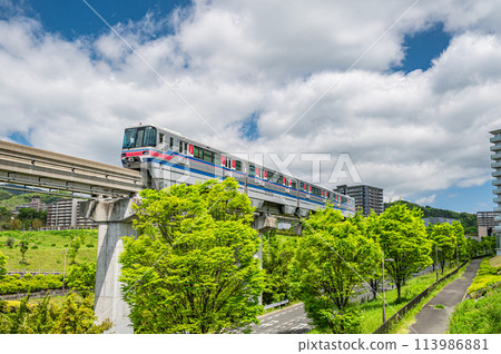 Osaka Monorail Saito Line wrapping train 113986881