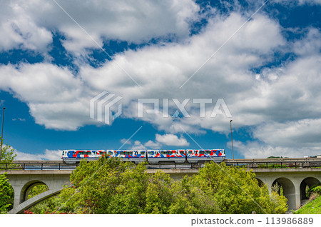 Osaka Monorail Saito Line wrapping train Osaka Monorail Saito Line wrapping train 113986889