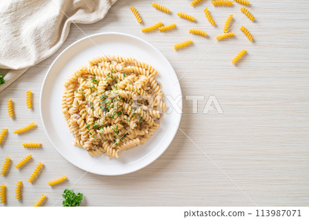 spiral pasta mushroom cream sauce spiral pasta mushroom cream sauce 113987071