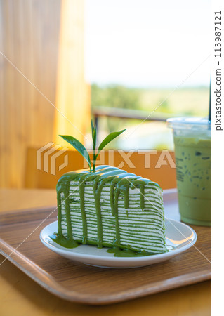 matcha green tea crepe cake matcha green tea crepe cake 113987121