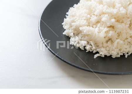 cooked rice on plate 113987231