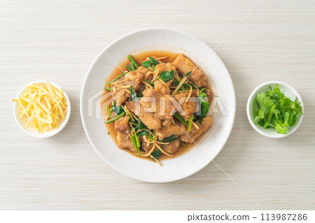 Stir Fried Fish with Chinese Celery Stir Fried Fish with Chinese Celery 113987286