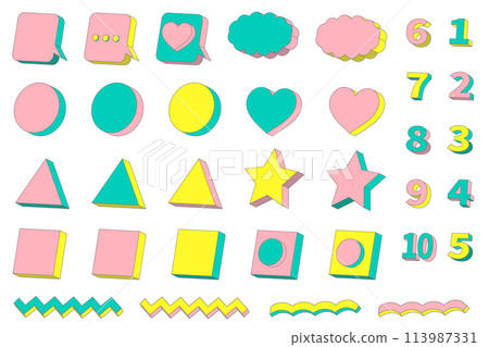 Colorful and cute three-dimensional figure set 113987331