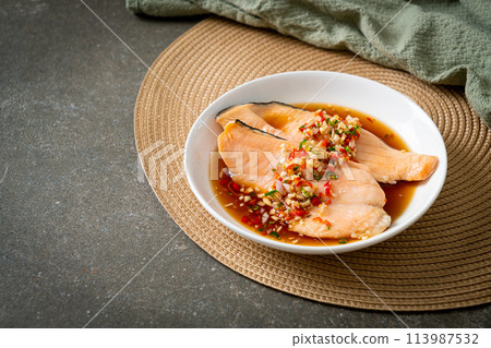 Poached Trout with Yuzu Ponzu Sauce 113987532