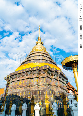 beautiful architecture at Pra That Lampang Luang in Thailand 113987598