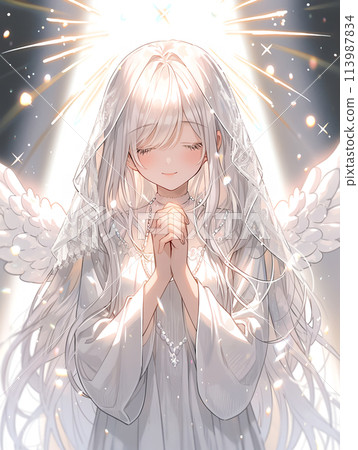 美麗的天使女孩祈禱/AI生成 美麗的天使女孩祈禱/AI生成 113987834