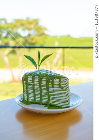matcha green tea crepe cake matcha green tea crepe cake 113987877