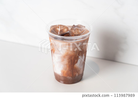 chocolate milk shake in glass 113987989