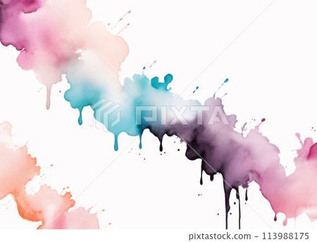 Colorful watercolor background image with blur, smudge, splash 113988175