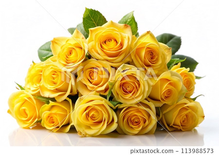 Bouquet of Yellow Roses on White Background Bouquet of Yellow Roses on White Background 113988573