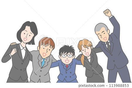 New employee putting his arm around New employee putting his arm around 113988853