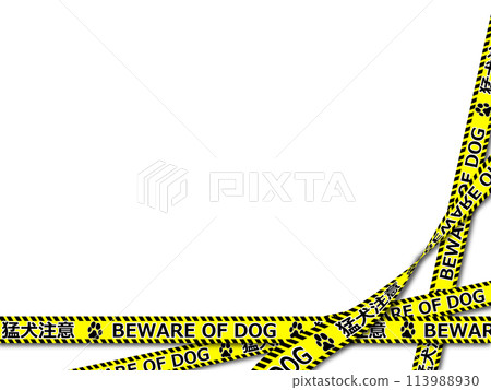 Yellow line warning of aggressive dogs Yellow line warning of aggressive dogs 113988930