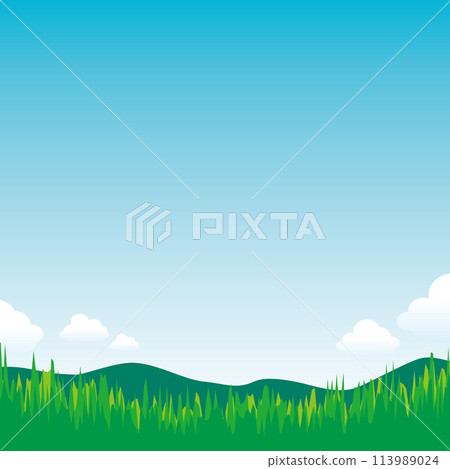 藍天和山脊線景觀背景的向量圖解（方形） 113989024