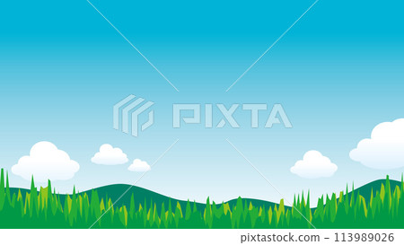 藍天和山脊線風景背景的向量圖解 16:9 113989026