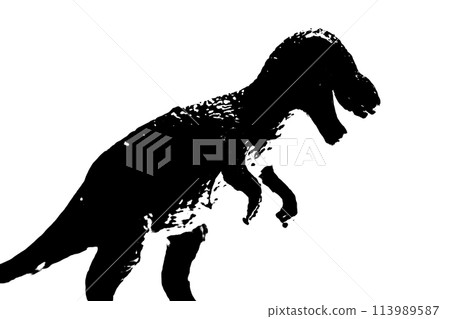 black dinosaur silhouette isolated on white background, model of T-rex toys black dinosaur silhouette isolated on white background, model of T-rex toys 113989587