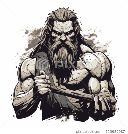 Wild Barbarian Warrior Hand Drawn Vector Design Wild Barbarian Warrior Hand Drawn Vector Design 113989987