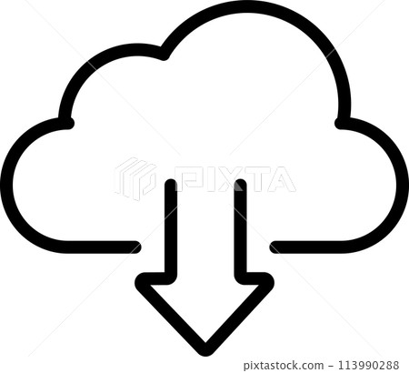 代表下載的雲和箭頭圖標 113990288
