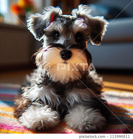 Cute drawing of a miniature schnauzer 113990811