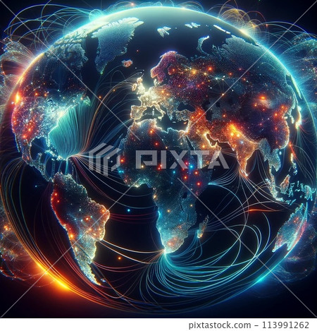 Global cyber communication network image 113991262