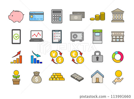 與金錢和投資相關的圖標集 與金錢和投資相關的圖標集 113991660