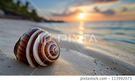 Seashell Laying at the Beach at Sunset Seashell Laying at the Beach at Sunset 113992073